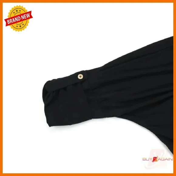 Off Shoulder Metallic Shiny Sweatshirt Long Sleeve Loose Fit Party Top - Picture 5 of 6